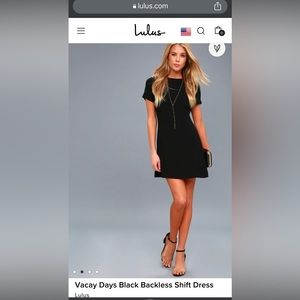 LULU’S “Vacay days black backless shift dress”